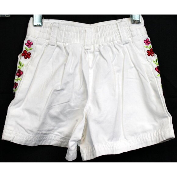 NEW VTG 2001 Gymboree Summer Fun White Denim Shorts sz 3 Embroidered Red Flowers - Picture 3 of 7